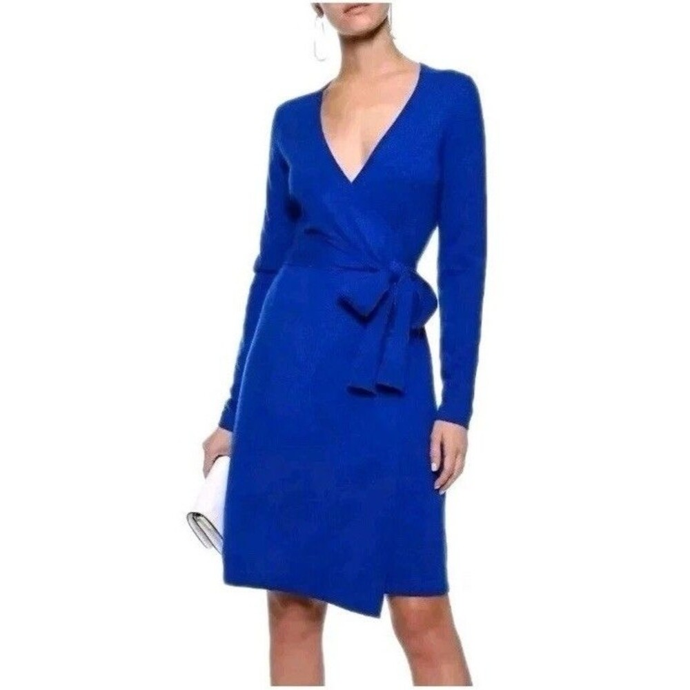Diane von Furstenberg Dress Womens 4 Ocean Julian Two Mini Jersey Tie Waist Wrap